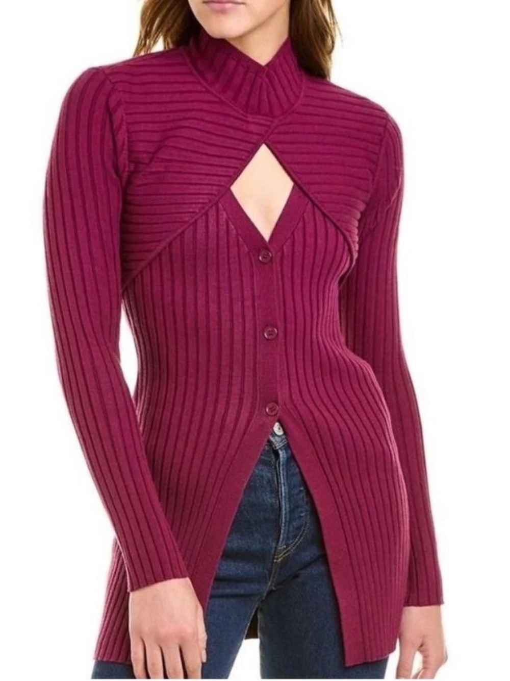 Ronny Kobo Garner Knit Top in Magenta - Size Small